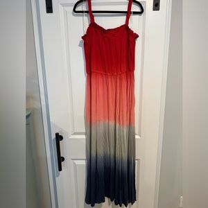 Lane Bryant Red to Navy Ombre Maxi Dress with Spaghetti Straps